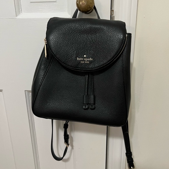 Kate Spade Lelia Medium Flap Black Leather Backpack - Picture 4 of 4